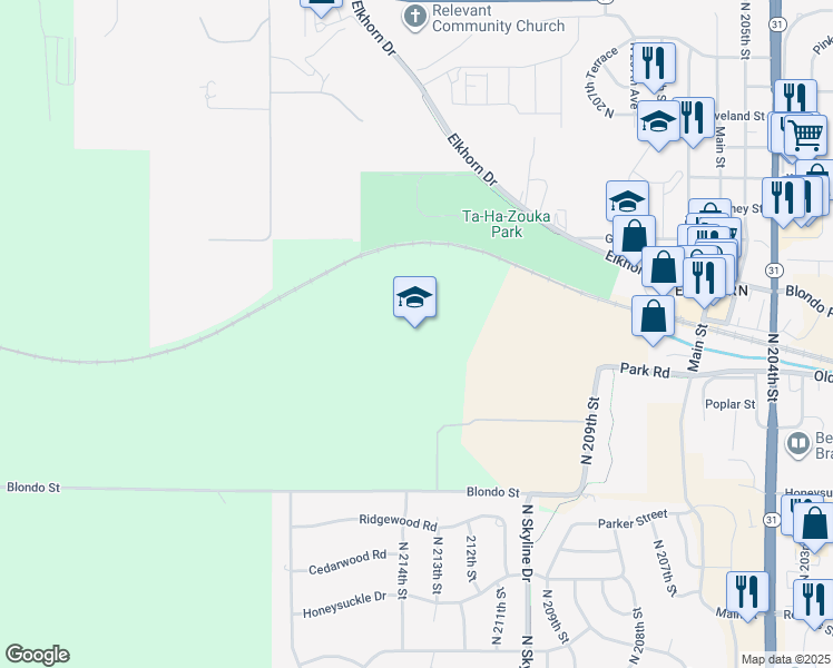 map of restaurants, bars, coffee shops, grocery stores, and more near in Douglas County