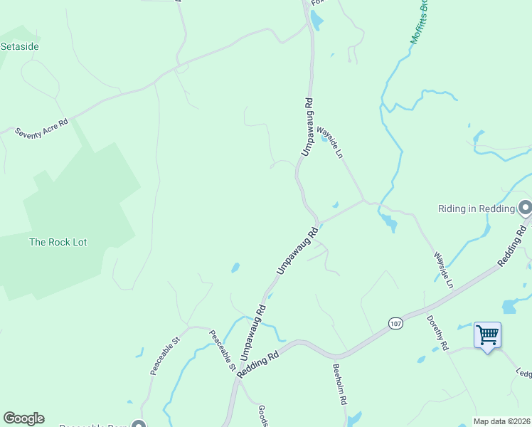 map of restaurants, bars, coffee shops, grocery stores, and more near 65 Umpawaug Road in Redding