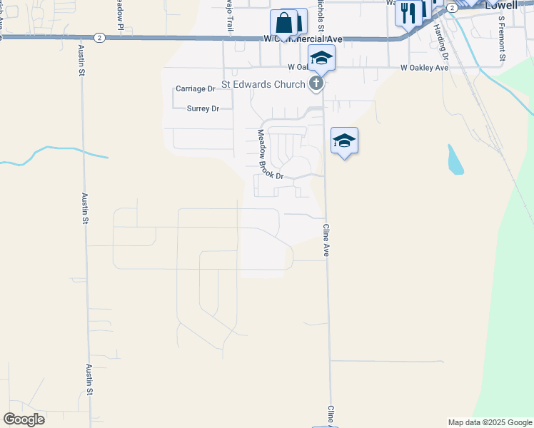 map of restaurants, bars, coffee shops, grocery stores, and more near 8360 Graystone Drive in Lowell