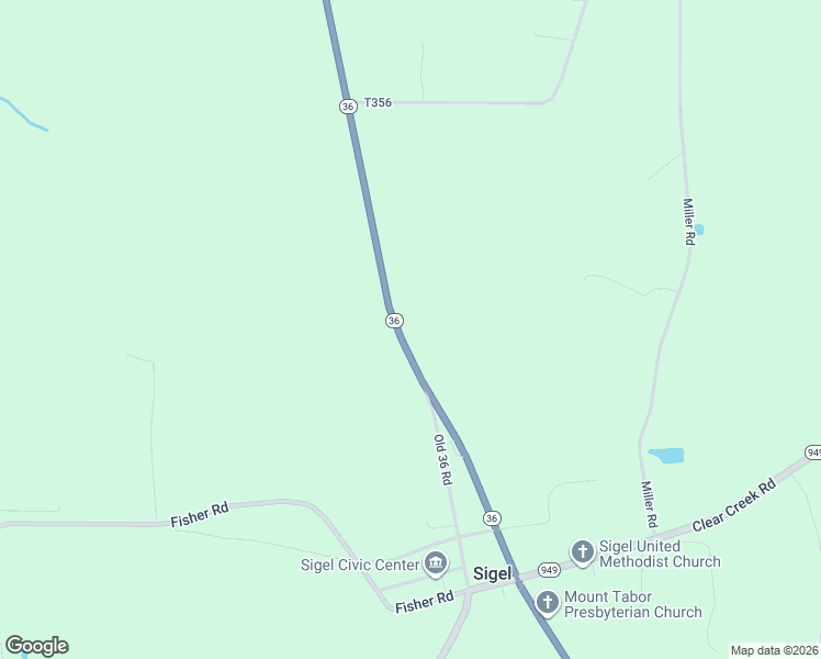 map of restaurants, bars, coffee shops, grocery stores, and more near 7794 Pennsylvania 36 in Sigel