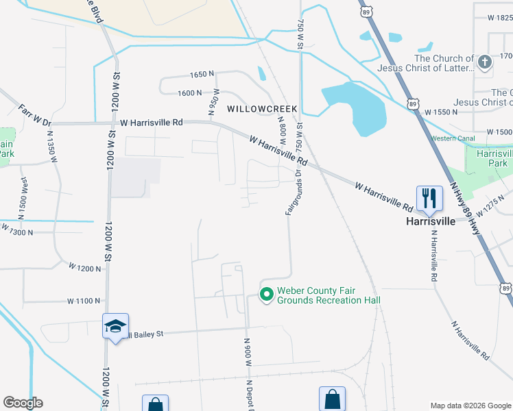 map of restaurants, bars, coffee shops, grocery stores, and more near 855 West 1235 North in Ogden
