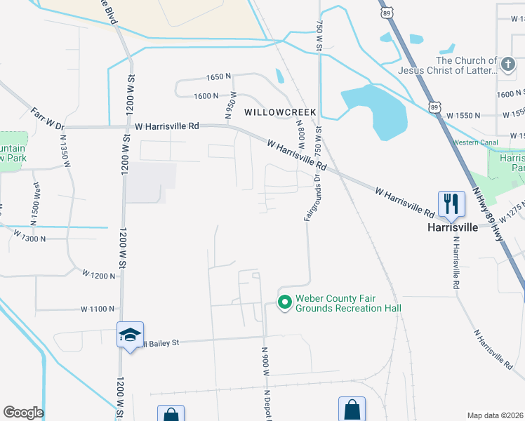 map of restaurants, bars, coffee shops, grocery stores, and more near 892 West 1225 North in Ogden