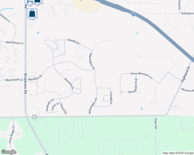 map of restaurants, bars, coffee shops, grocery stores, and more near 1840 Branton Court in Broadview Heights