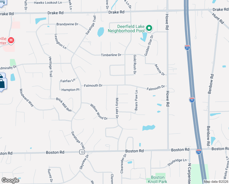 map of restaurants, bars, coffee shops, grocery stores, and more near 19027 Westfield Lane in Strongsville