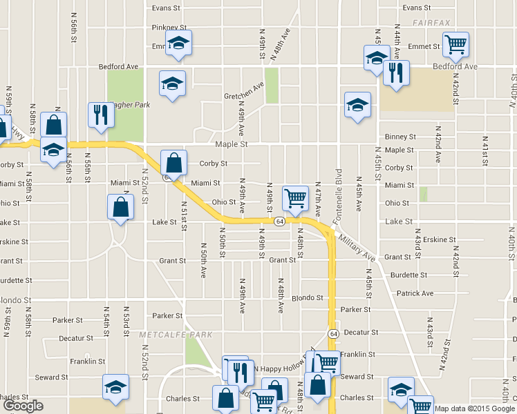 map of restaurants, bars, coffee shops, grocery stores, and more near in Omaha