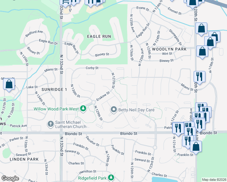 map of restaurants, bars, coffee shops, grocery stores, and more near 12712 Grant Circle in Omaha