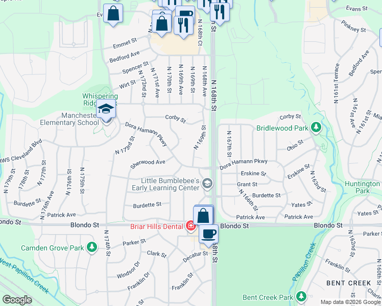 map of restaurants, bars, coffee shops, grocery stores, and more near 16807 Cady Circle in Omaha