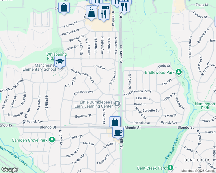 map of restaurants, bars, coffee shops, grocery stores, and more near 16807 Cady Circle in Omaha