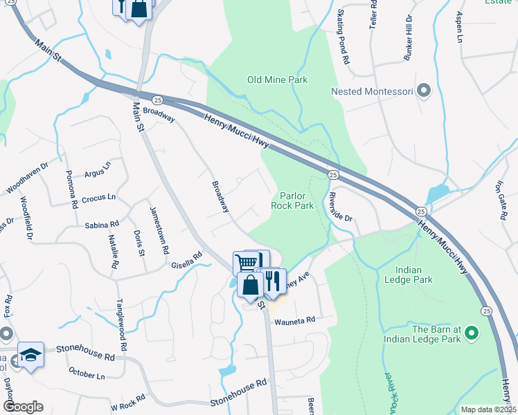 map of restaurants, bars, coffee shops, grocery stores, and more near 9 Providence Drive in Trumbull