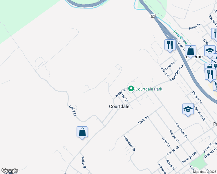 map of restaurants, bars, coffee shops, grocery stores, and more near 2 Hoyt Street in Courtdale