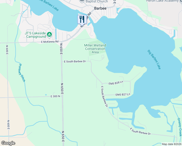 map of restaurants, bars, coffee shops, grocery stores, and more near 3206 North 650 East in Pierceton