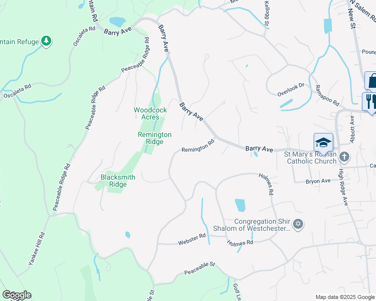 map of restaurants, bars, coffee shops, grocery stores, and more near 134 Remington Road in Ridgefield