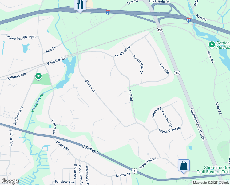 map of restaurants, bars, coffee shops, grocery stores, and more near 28 Horseshoe Lane in Madison
