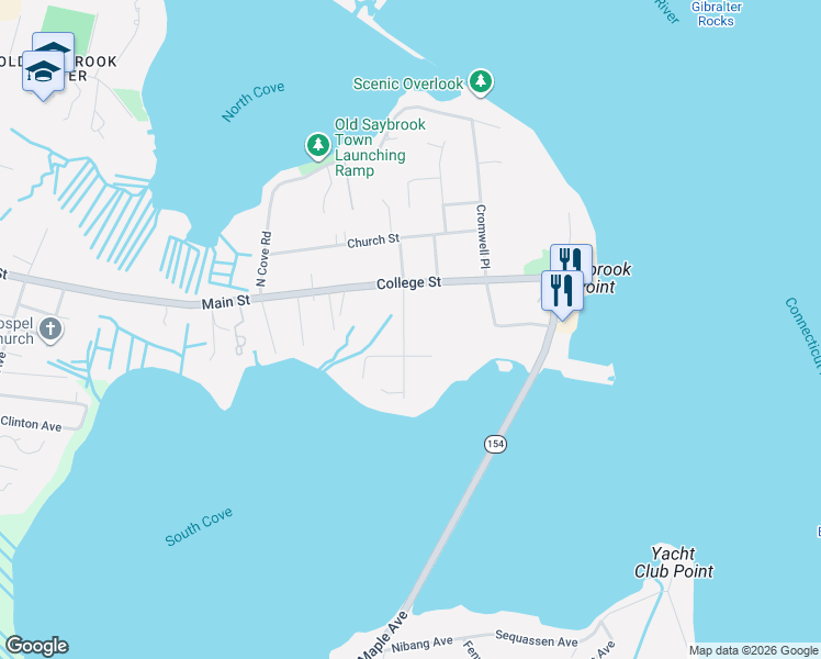 map of restaurants, bars, coffee shops, grocery stores, and more near 18 Willard Avenue in Old Saybrook