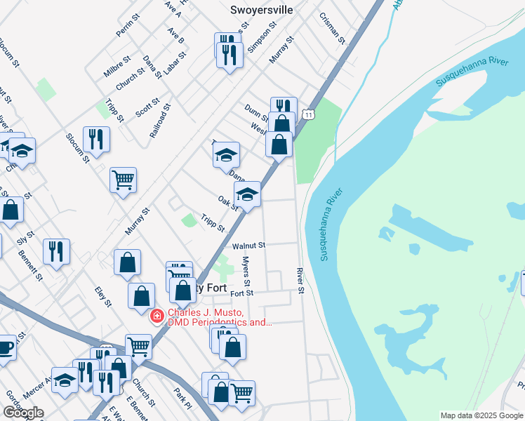 map of restaurants, bars, coffee shops, grocery stores, and more near 12 Ransom Street in Kingston