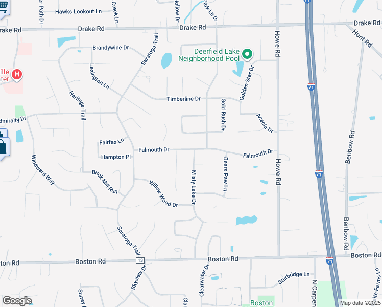 map of restaurants, bars, coffee shops, grocery stores, and more near 16938 Falmouth Drive in Strongsville