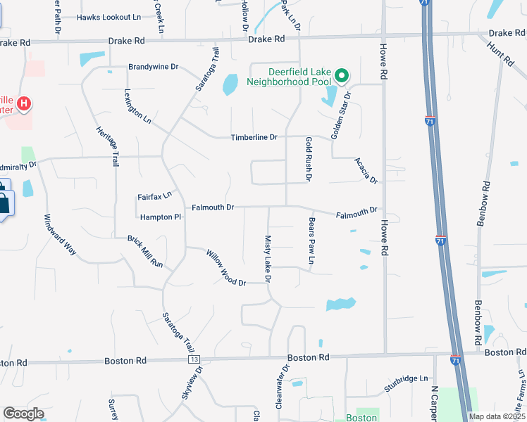 map of restaurants, bars, coffee shops, grocery stores, and more near 16938 Falmouth Drive in Strongsville