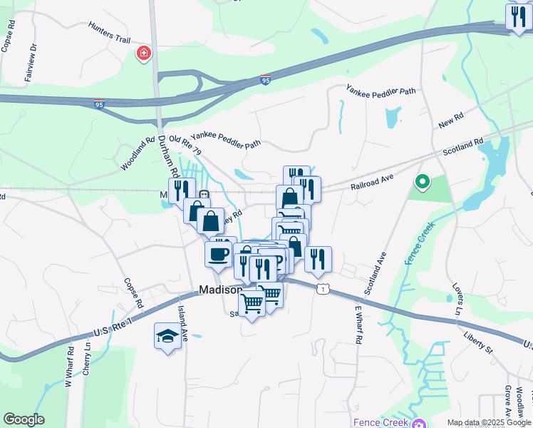 map of restaurants, bars, coffee shops, grocery stores, and more near 110 Bradley Road in Madison