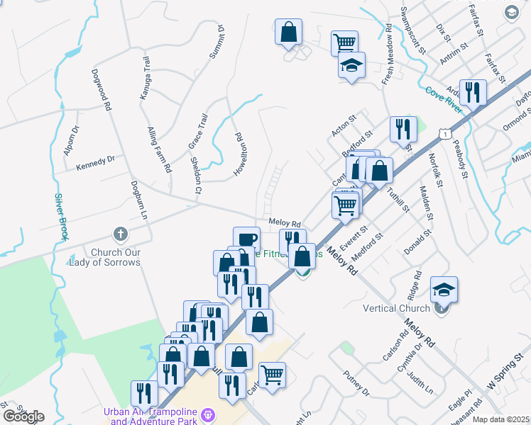 map of restaurants, bars, coffee shops, grocery stores, and more near 129 Dogburn Road in West Haven