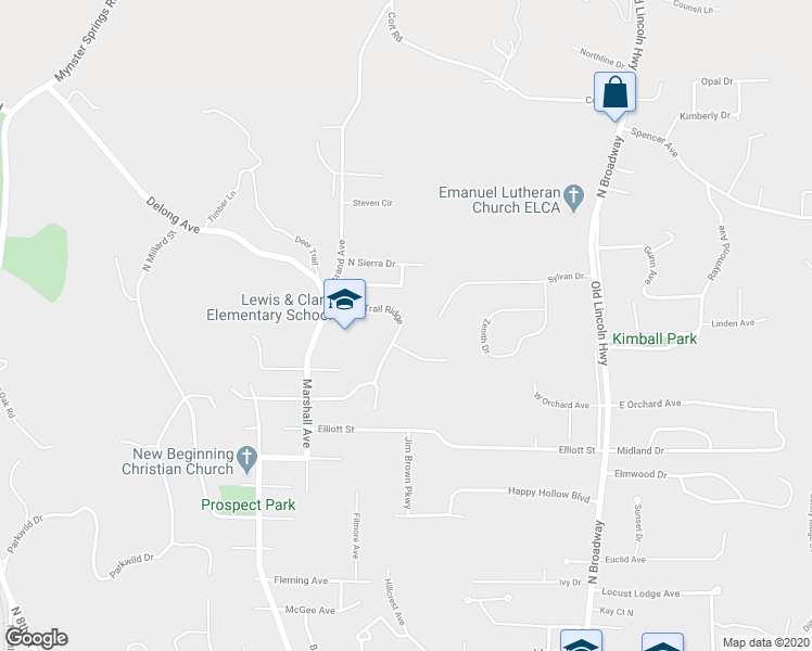 map of restaurants, bars, coffee shops, grocery stores, and more near 445 Trail Ridge in Council Bluffs