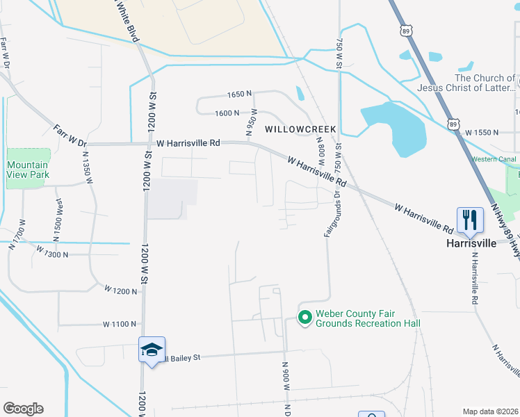 map of restaurants, bars, coffee shops, grocery stores, and more near 1296 925 West in Ogden