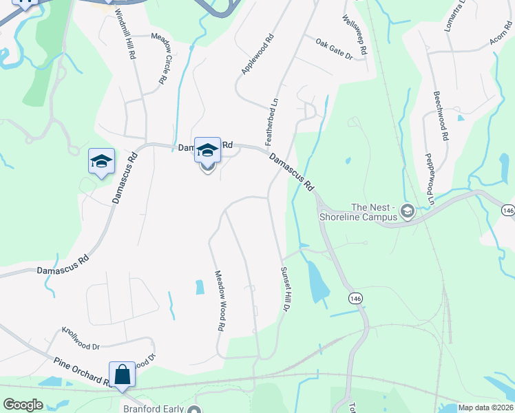 map of restaurants, bars, coffee shops, grocery stores, and more near 15 Griffing Pond Road in Branford