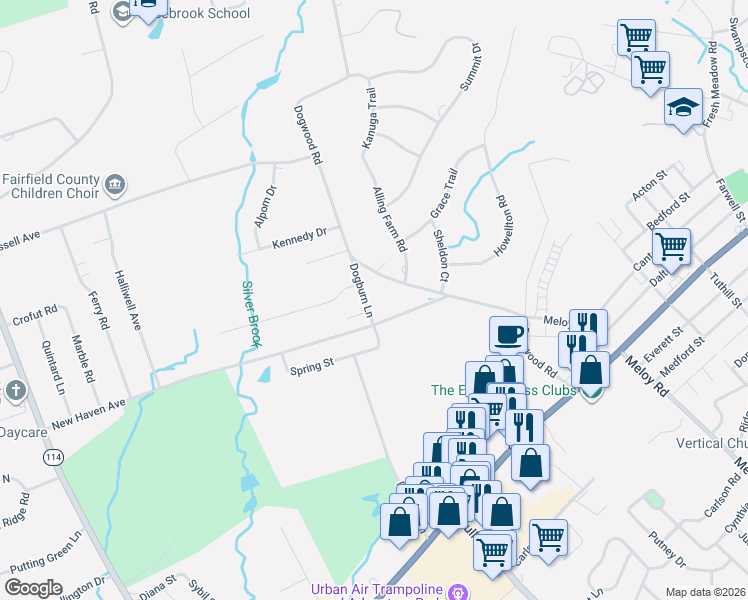 map of restaurants, bars, coffee shops, grocery stores, and more near 410 Dogwood Road in Orange