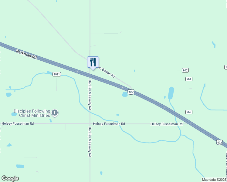 map of restaurants, bars, coffee shops, grocery stores, and more near 3473 Parkman Road in Warren