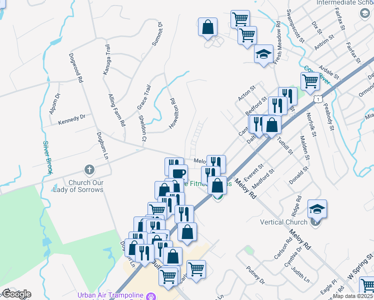 map of restaurants, bars, coffee shops, grocery stores, and more near 129 Dogburn Road in West Haven
