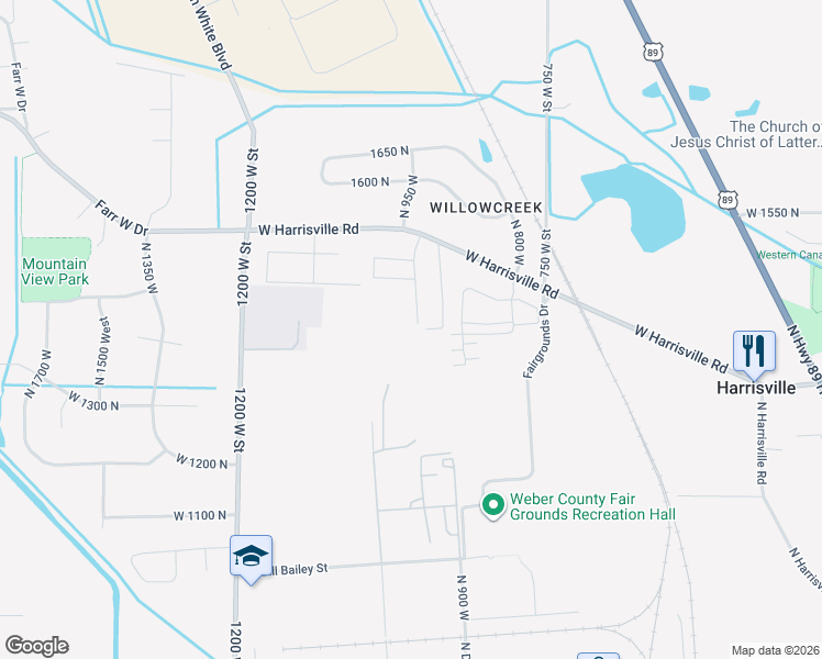 map of restaurants, bars, coffee shops, grocery stores, and more near 1297 925 West in Ogden