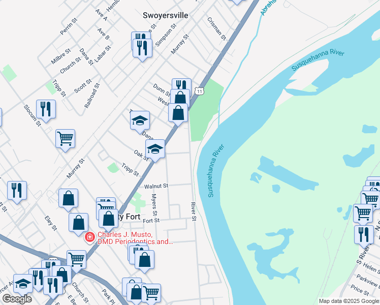 map of restaurants, bars, coffee shops, grocery stores, and more near 98 Ransom Street in Forty Fort