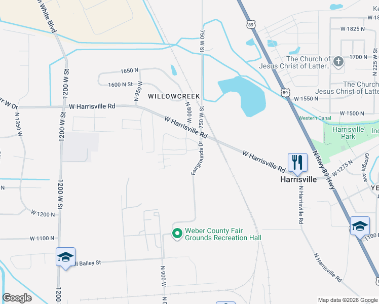 map of restaurants, bars, coffee shops, grocery stores, and more near 797 West 1290 North in Ogden