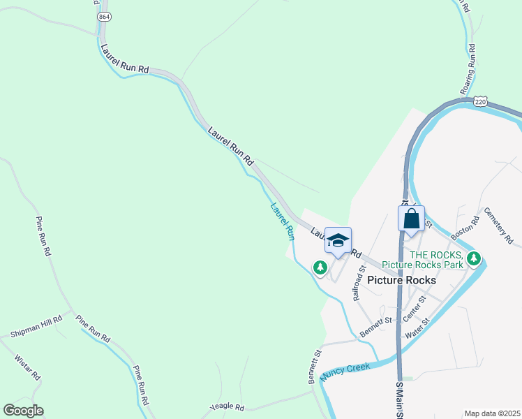 map of restaurants, bars, coffee shops, grocery stores, and more near 363 Laurel Run Road in Hughesville