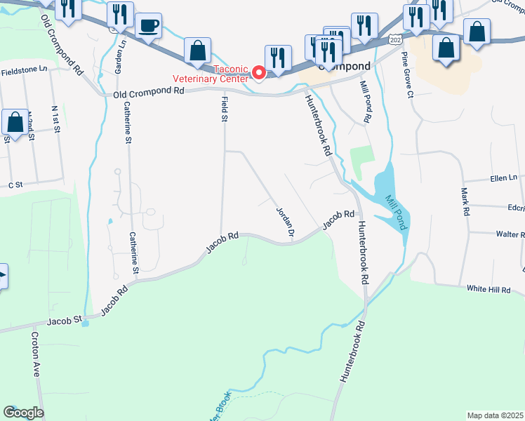 map of restaurants, bars, coffee shops, grocery stores, and more near 2195 Oscar Court in Cortlandt
