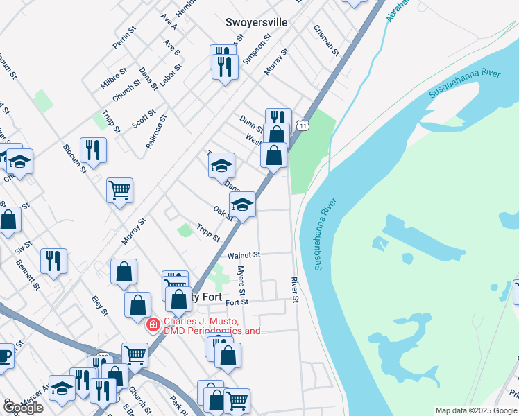 map of restaurants, bars, coffee shops, grocery stores, and more near 12 Ransom Street in Kingston