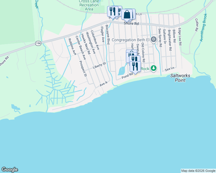 map of restaurants, bars, coffee shops, grocery stores, and more near 92 Hawks Nest Road in Old Lyme