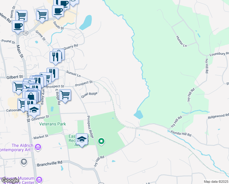 map of restaurants, bars, coffee shops, grocery stores, and more near 120 Prospect Street in Ridgefield