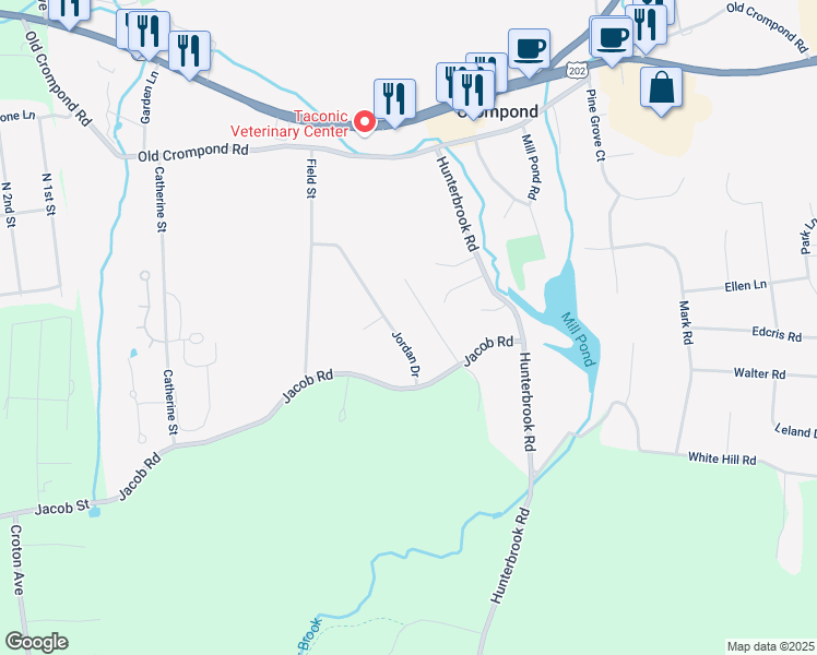 map of restaurants, bars, coffee shops, grocery stores, and more near 2320 Jordan Drive in Cortlandt