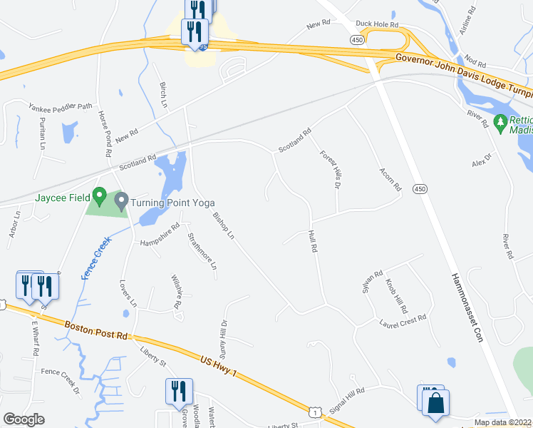 map of restaurants, bars, coffee shops, grocery stores, and more near 28 Horseshoe Lane in Madison