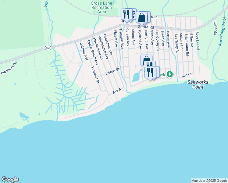 map of restaurants, bars, coffee shops, grocery stores, and more near 82 Groton Street in Old Lyme
