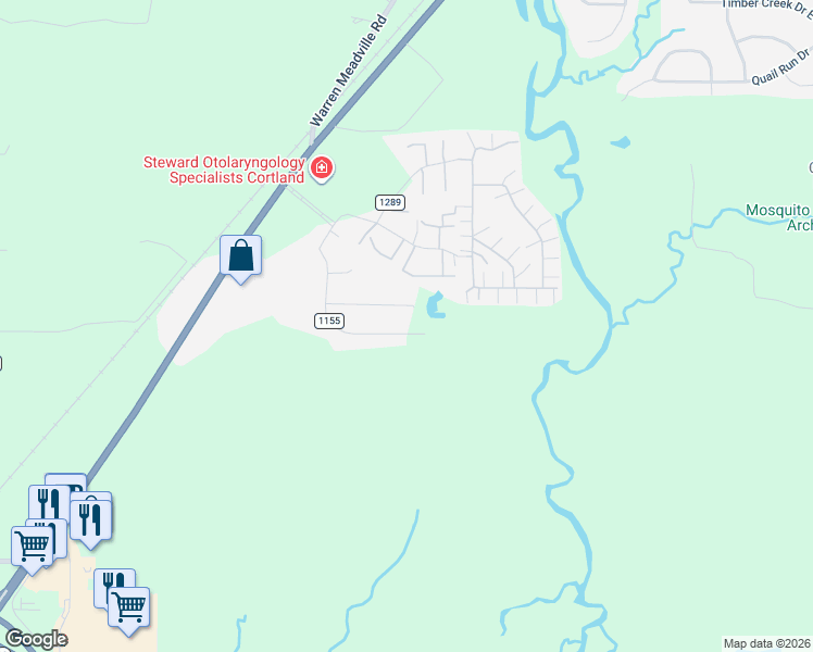 map of restaurants, bars, coffee shops, grocery stores, and more near 2315 Wilshire Drive in Cortland