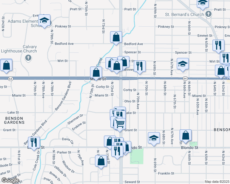 map of restaurants, bars, coffee shops, grocery stores, and more near in Omaha