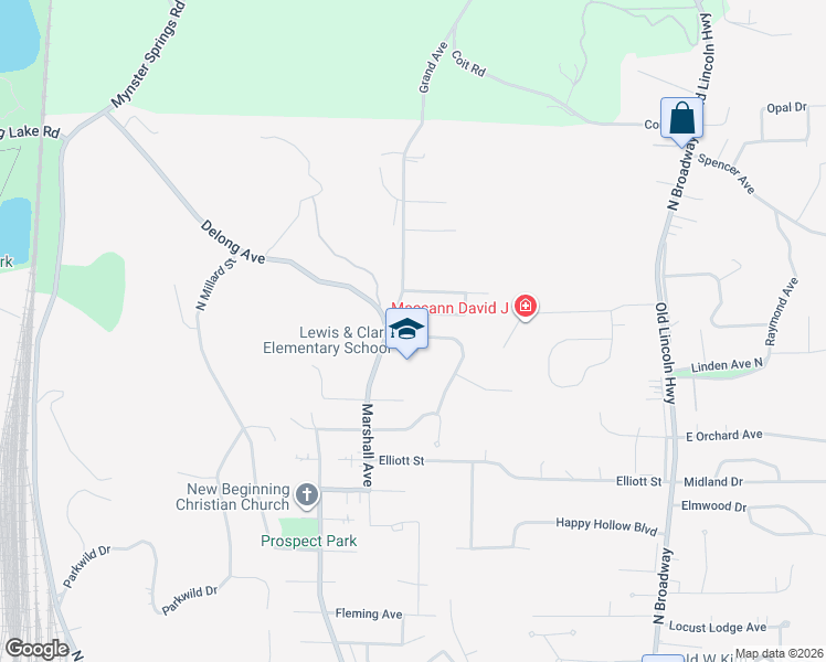 map of restaurants, bars, coffee shops, grocery stores, and more near 1603 Grand Avenue in Council Bluffs