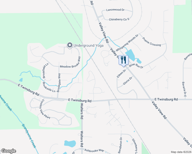 map of restaurants, bars, coffee shops, grocery stores, and more near 7686 Creekside Parkway in Macedonia