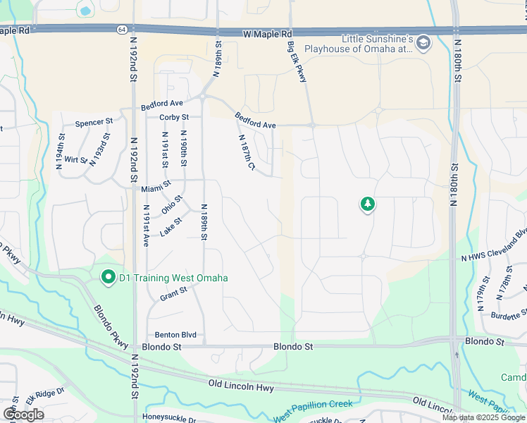 map of restaurants, bars, coffee shops, grocery stores, and more near 2519 N 187th Avenue in Omaha