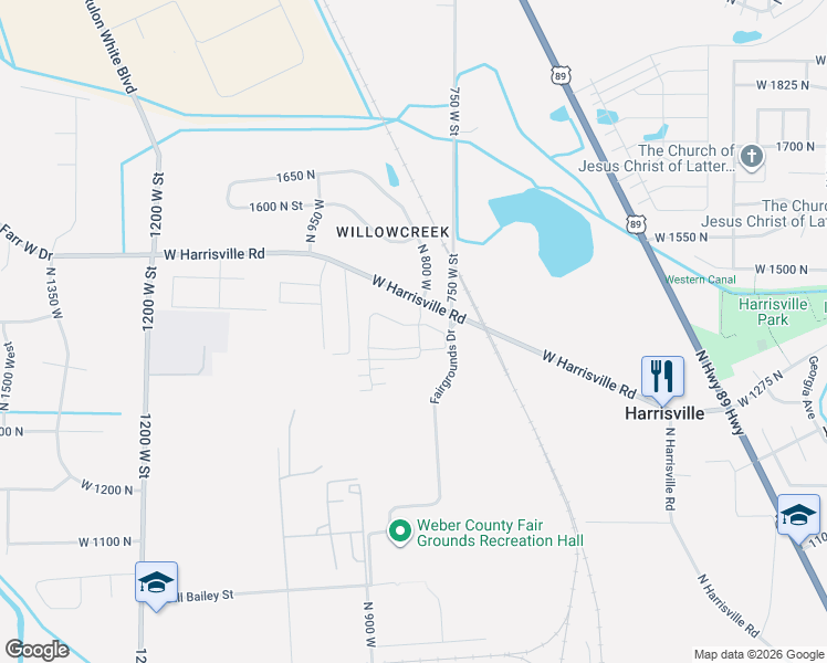 map of restaurants, bars, coffee shops, grocery stores, and more near 797 West 1290 North in Ogden