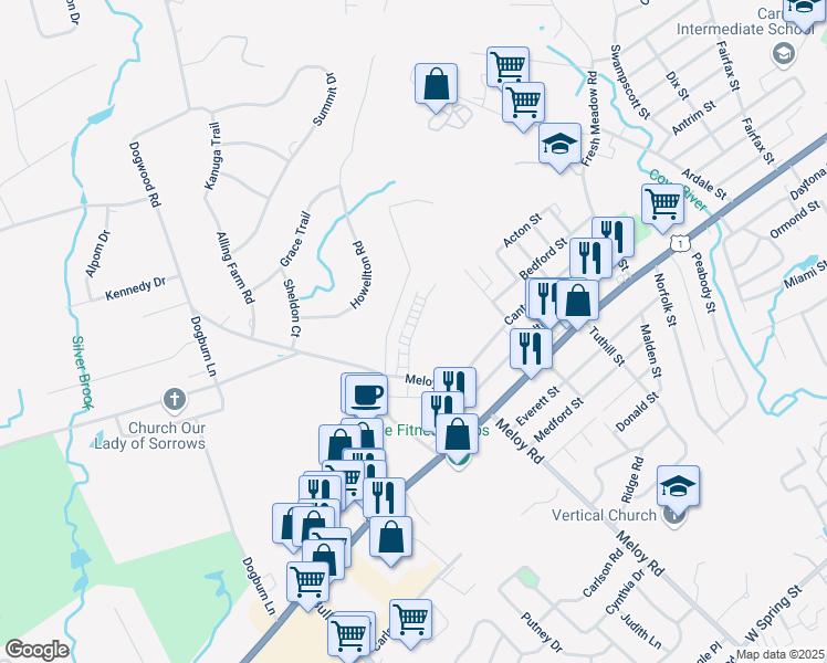 map of restaurants, bars, coffee shops, grocery stores, and more near 105 Knox Street in West Haven