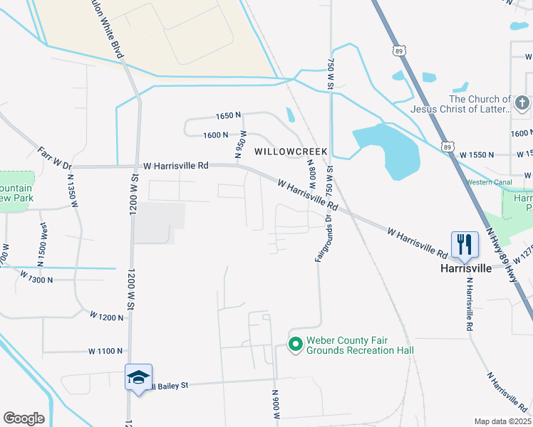 map of restaurants, bars, coffee shops, grocery stores, and more near 1502 North 900 West in Ogden