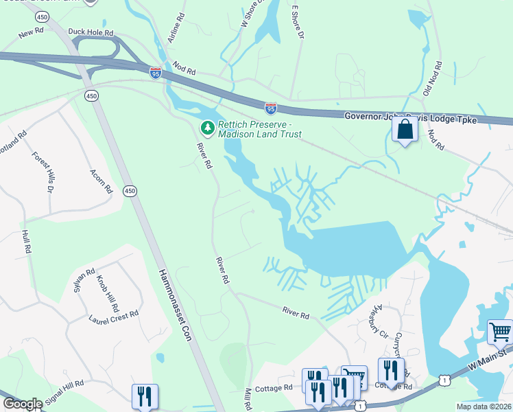 map of restaurants, bars, coffee shops, grocery stores, and more near 11 Longview Terrace in Madison