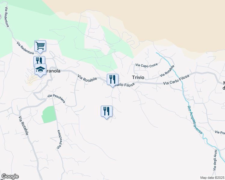 map of restaurants, bars, coffee shops, grocery stores, and more near 17 Via Giafusco in Maranola-trivio